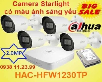 Bộ camera Starlight có màu ban đêm ,HAC-HFW1230TP , camera starlight HAC-HFW1230TP , camera có màu ban đêm , camera starlight ngoài trời , 